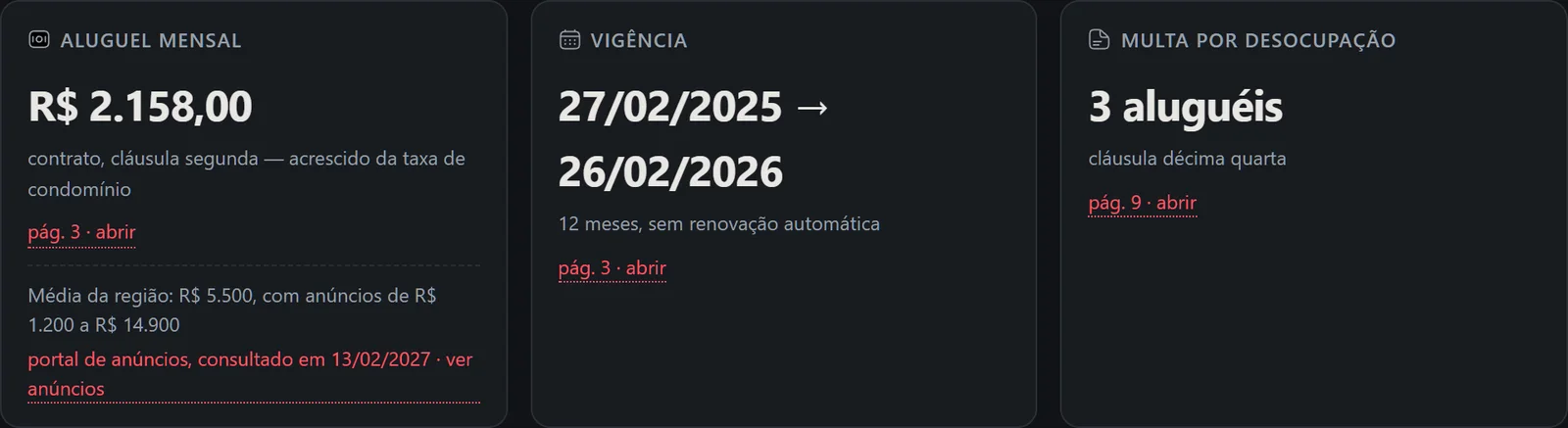 Cláusulas do contrato viram campos consultáveis